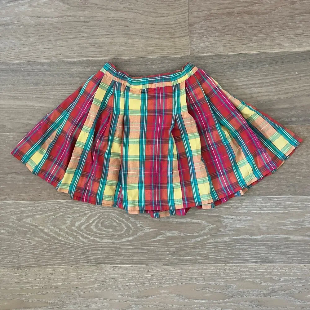 Vintage Gymboree Plaid Skirt Girls XL Rainbow Tag Multicolor Pleated Skirt